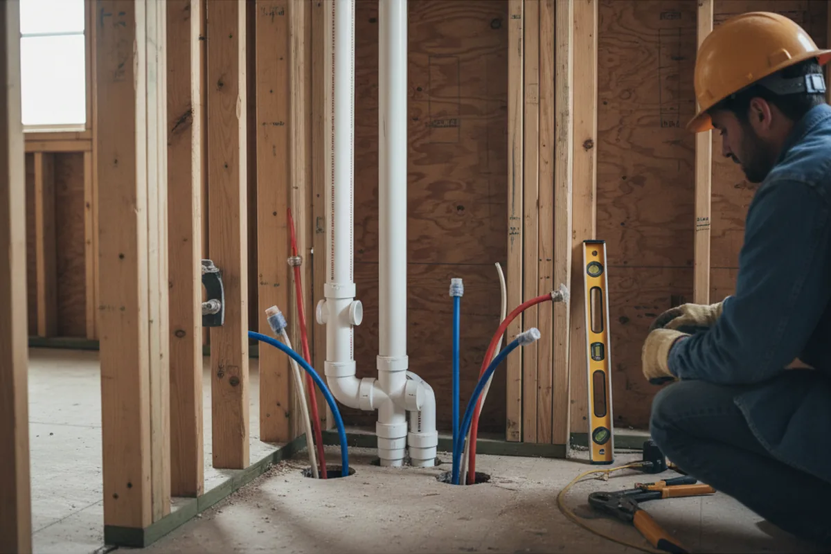 Drain and supply rough-in during Sump Pump Repair in Graysville